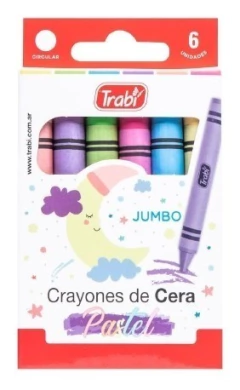 CRAYONES DE CERA X6 JUMBO PASTEL. TRABI en internet