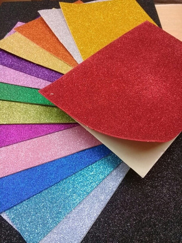 GOMA EVA SUPER GLITTER A4 AUTOADHESIVA