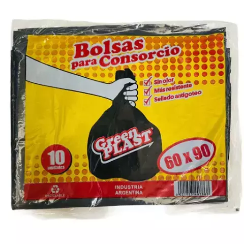 BOLSA DE RESIDUO 60X90. GREEN PLAST X10