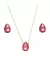 Conjunto de Gota com Pedra Fúcsia