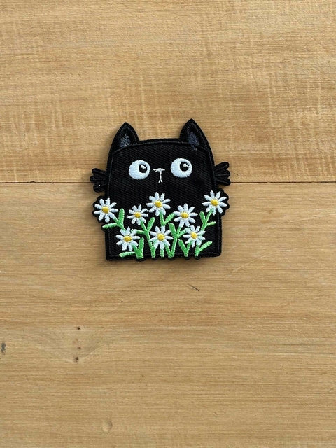Parche bordado termoadhesivo "Gatito flores" - comprar online