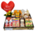Bandeja café da manhã (G) "Pelúcia, flor, Nutella, frutas, bebidas e frios"