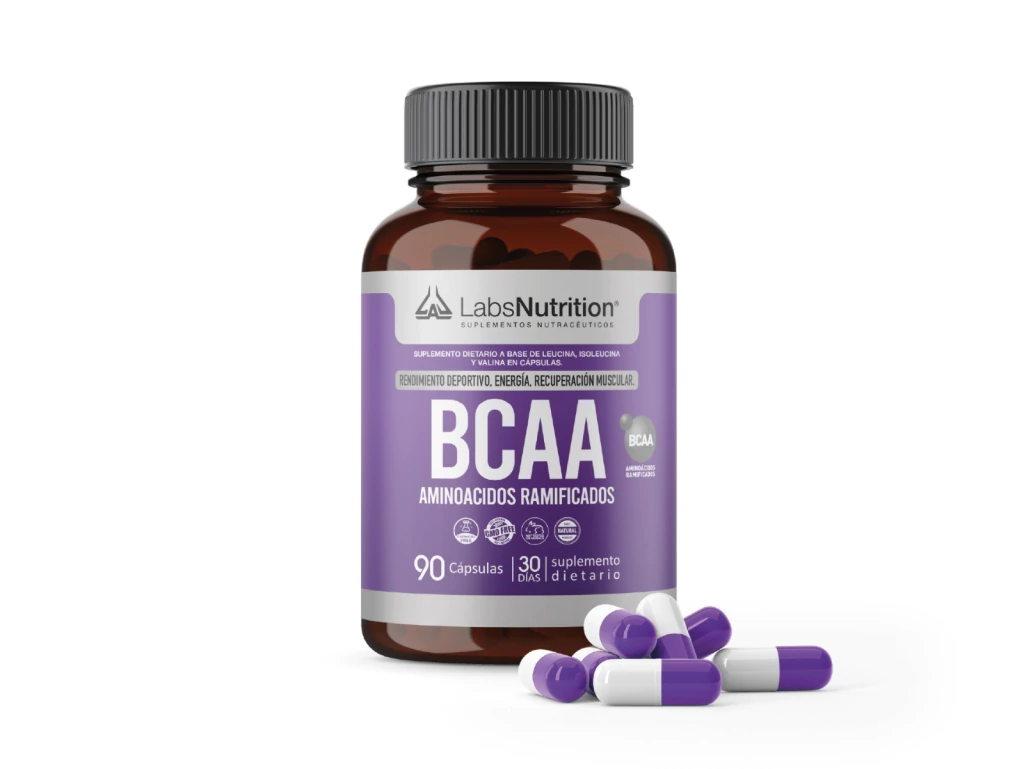 BCAA Aminoácidos Esenciales 600mg - Masa Muscular, recuperador (90 Capsulas)