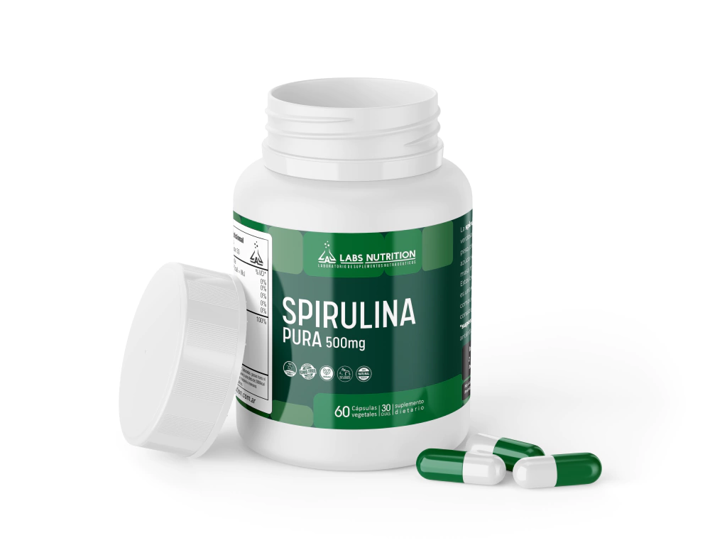 Spirulina Pura 500 mg - Perdida de peso, Antioxidante (60 capsulas)