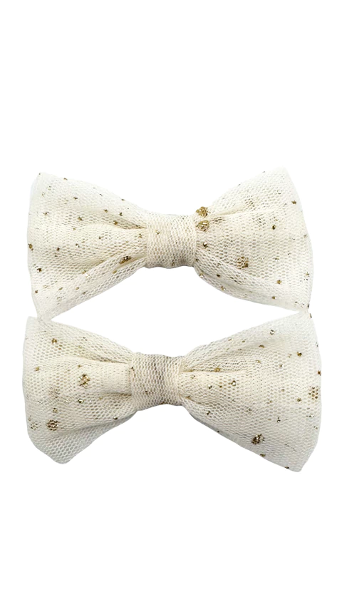 Moño x 2 NAT puntito dorado - comprar online