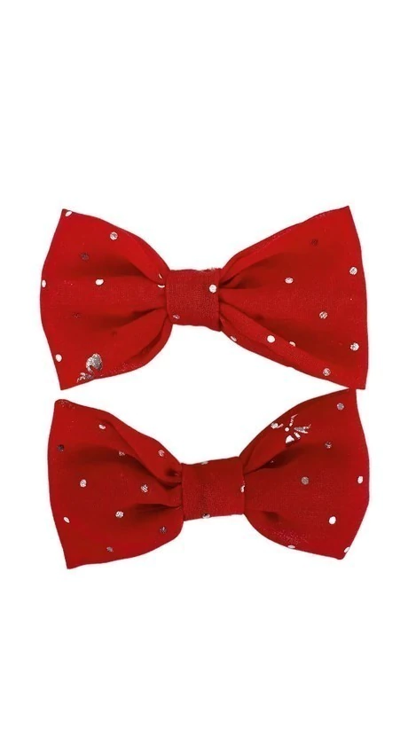 Popys moño x 2 rojo/plateado