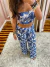 Calça Greece - Cintura Alta Pantalona Elástico na Cintura - Estampado Azul - Top de brinde - SOE LE MARCHÉ