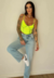 Cropped Becky - Alcinha com Costura Invertida em Verde - Amarelo Neon