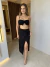 Conjunto Maria - saia midi e cropped preto - comprar online