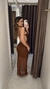 Vestido longo tule com decote costas - marrom na internet