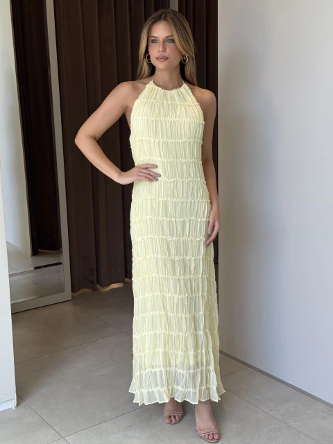 Vestido longo camadas - Amarelo - comprar online