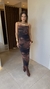Vestido longo tule estampa marrom na internet