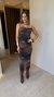 Vestido longo tule estampa marrom - comprar online