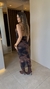 Vestido longo tule estampa marrom - Paula Faria