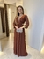 Vestido Longo Tule Valeria com manga marrom na internet