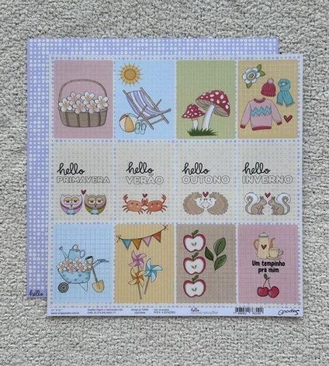 Kit com 6 Papéis da Coleção Hello Quatro Estações da Goodies