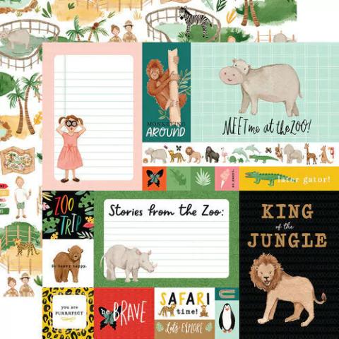 Papel para Scrapbook Multi Journaling Cards Coleção Animal Kingdom - Echo Park