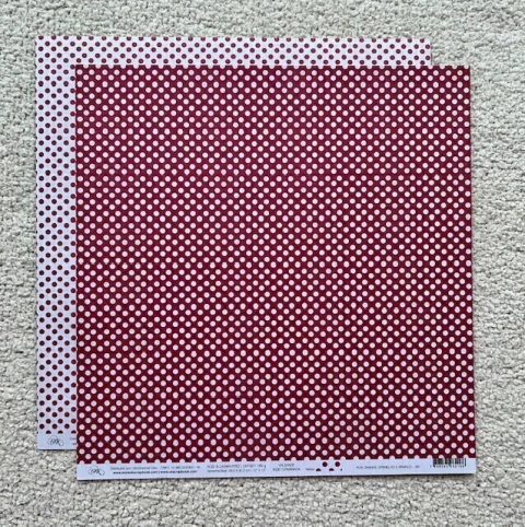 Papel para Scrapbook Básico Poá Grande Vermelho e Branco - OK