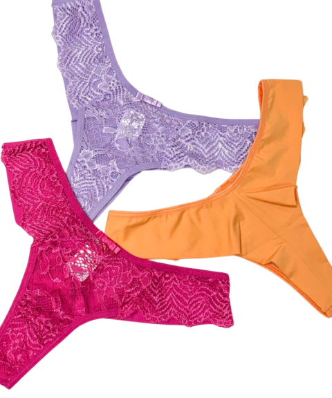 Calcinha Leticia em Renda e fio duplo em microfibra - comprar online