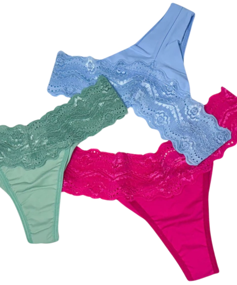 Calcinha Bia em Renda no cós e microfibra fio duplo - comprar online
