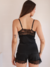 Pijama Daiana Com Renda Chantilly e Microbox - Preto - MR Closet