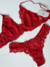Conjunto de Lingerie Ruvy Em Renda Sem Bojo com Aro de Sustentação - Vermelho