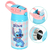Garrafa Squeeze De Agua Infantil Alumínio Azul Stitch Fitness Academia Com Alça
