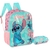 Kit Mochila De Costas + Estojo Stitch Infantil Escolar Verde/Azul Feminina Disney Original - PAPELARIA STORE