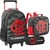 Kit Mochila De Rodinhas + Lancheira + Estojo Flamengo Esportiva Listras Escolar Oficial