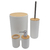 Kit Banheiro de Bambu Moderno Lixeira Porta Sabonete Escova Sanitária Branco ou Preto - comprar online