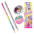 Kit Escolar Barbie com Lápis Borracha Apontador Rosa 4 Peças Infantil Feminino