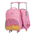 Kit Mochila De Rodinhas Com Alças + Lancheira + Estojo Infantil Candy Sorvete