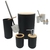 Kit Banheiro de Bambu Moderno Lixeira Porta Sabonete Escova Sanitária Branco ou Preto - comprar online
