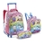 Kit Mochila de Rodinhas + Lancheira +Estojo Duplo Zoop Oceano Galáxia Escolar Infantil