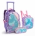 Kit Mochila de Rodinhas Sereia + Lancheira + Estojo Infantil Escolar Feminina Mermaid de Menina