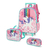 Kit Escolar Infantil Mochila de Rodinhas + Lancheira + Up4you Unicórnio Nuvem Arco Íris Feminino Menina Alças de Costas