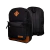 Mochila de Costa Juvenil Preta Com 2 Bolsos Externos Borda Marrom