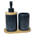 Kit Banheiro 2 ou 3 Peças Porcelana Luxo Bambu Lavabo Branco Preto Porta Escova Saboneteira Bandeja Premium - comprar online