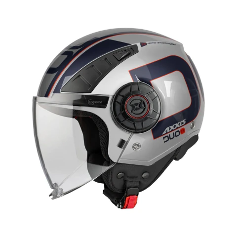 Casco Moto Abierto Axxis Metro Duo Azul A7 Brillo