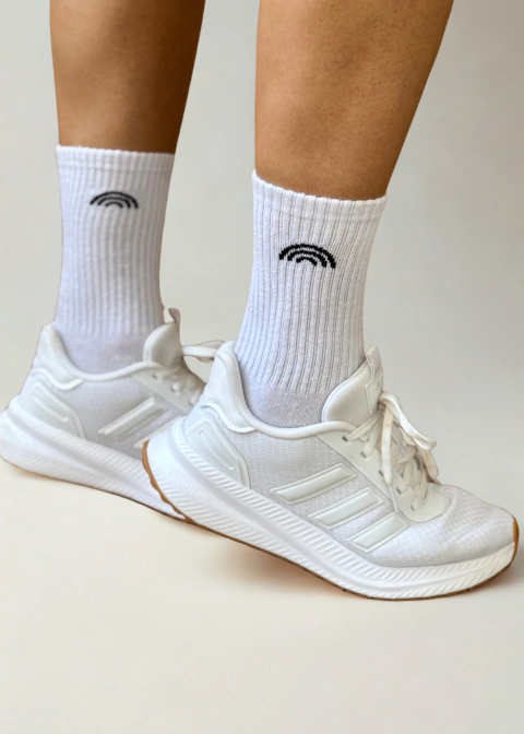 Meia Rainbow Algodão Branca Logo Preta - comprar online