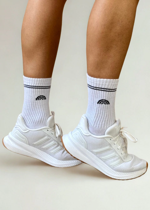 Meia Rainbow Algodão Branca Listra Preta - comprar online