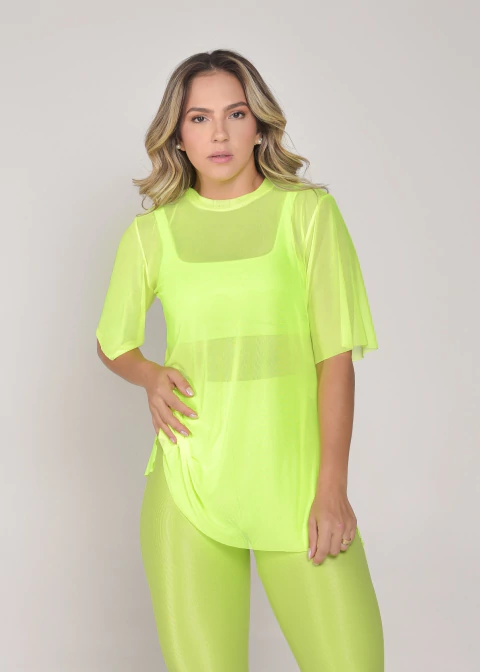 Blusa de Tule Nina Amarelo Neon - comprar online