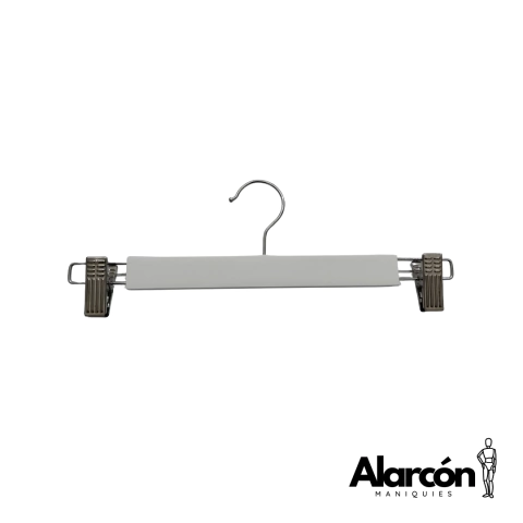 Percha Pollera de Madera con Broches Blanca Calidad A (10 unidades) - comprar online