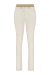 Calça jeans skinny acetinada off-white com cós amêndoa na internet