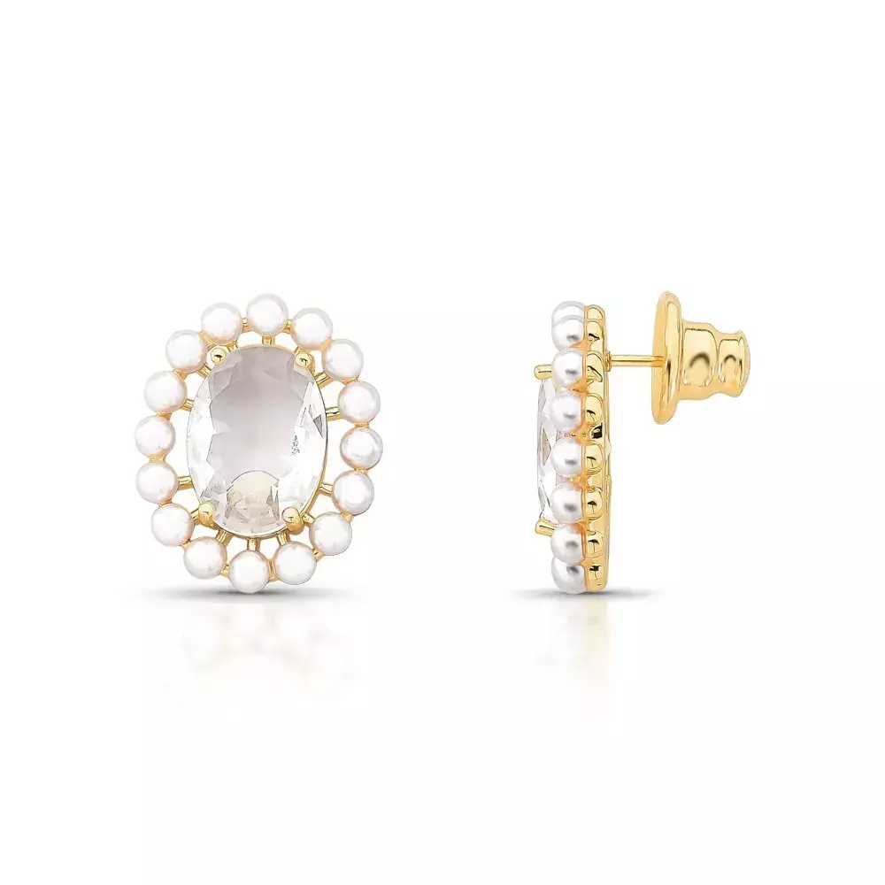 Brinco Blush - Dourado Perola Branca