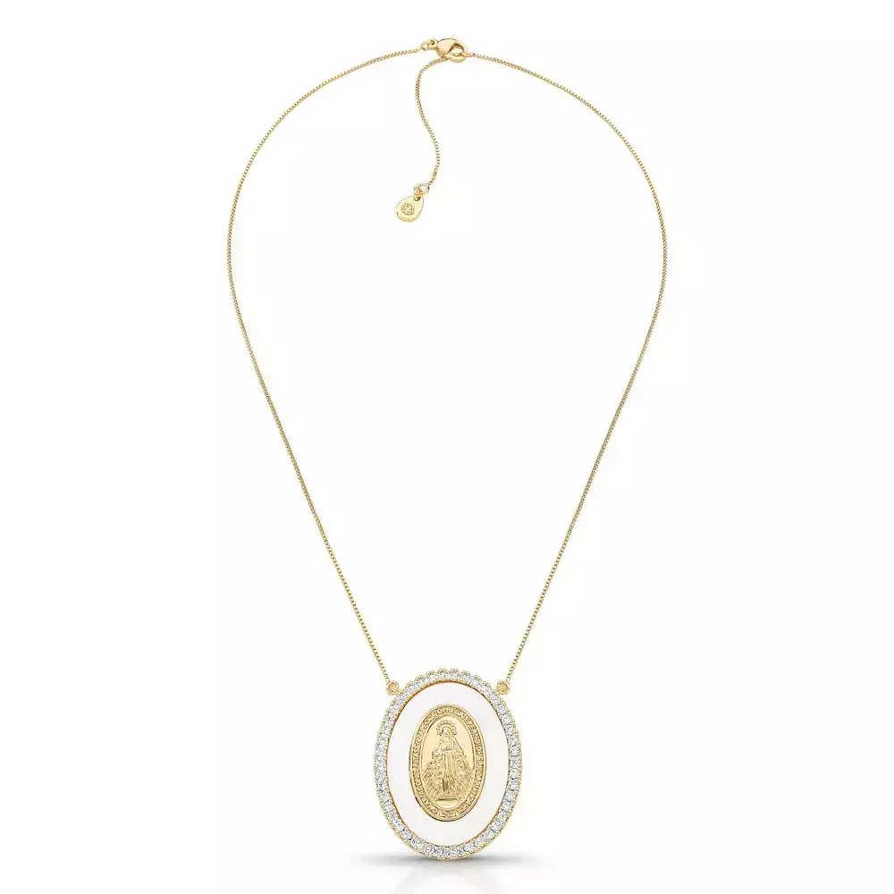 Colar Divine Medal - Dourado Madreperola