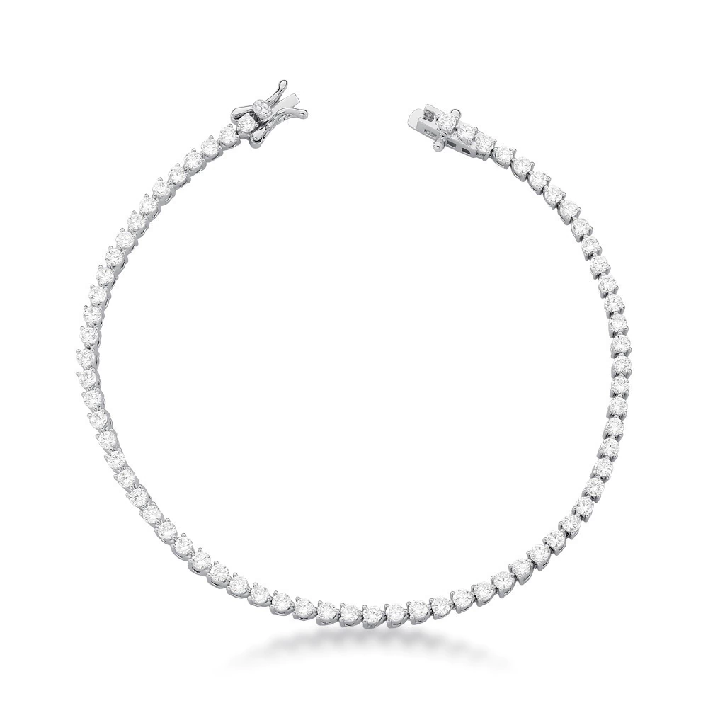 Pulseira Riviera Glow Classic 17cm 3 garras - Ródio é Zirconia Incolor