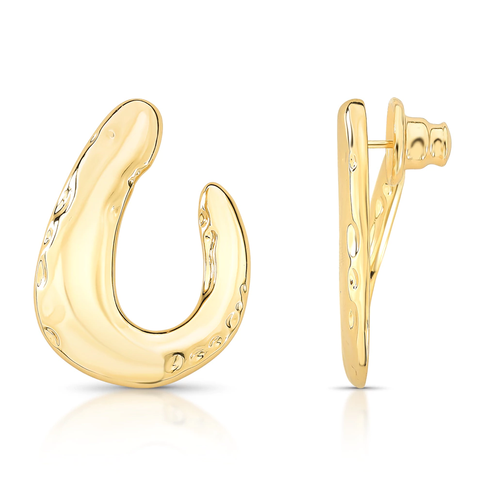 BRINCO DOURADO EM FORMA DE GOTA TEXTURIZADA - GOLDEN
