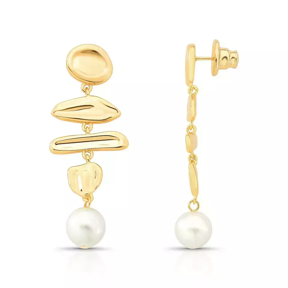 Brinco Essence Pearl - Dourado Perola Branca