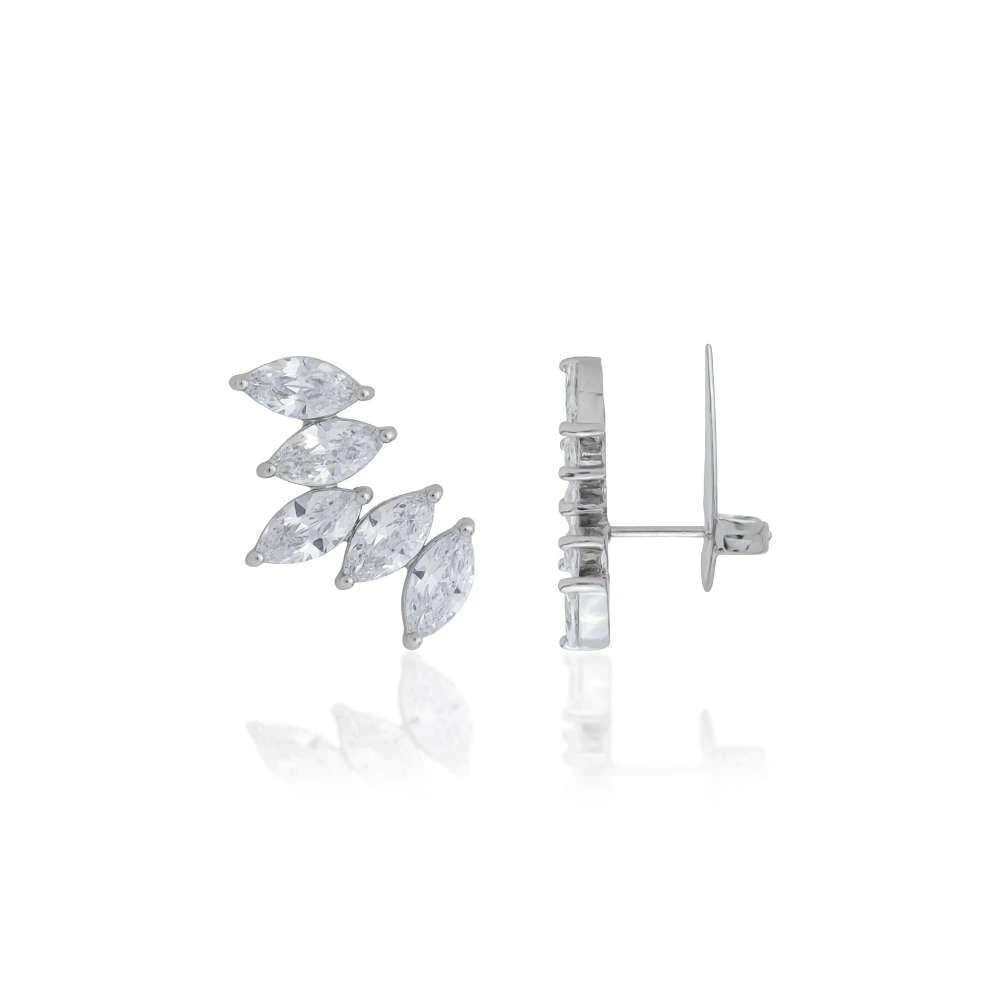 Brinco Earcuff Navette Shine - Rodio Zirconia Incolor